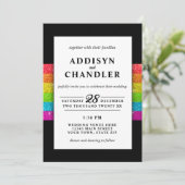 Invitation LGBTQ Rainbow Black Chic Moderne Mariage Parties s (Debout devant)