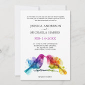 Invitation 🌈 🐦 LGBTQ+ Rainbow Lovebirds mariage (Devant)