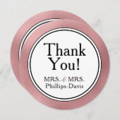 Invitation LGBTQ Rose Gold Modern Blank Merci Note Invita (Devant / Derrière)