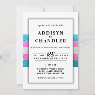 Invitation LGBTQ Trans Chic Moderne Mariage blanc Parties sci