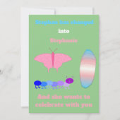 Invitation LGBTQIA Papillon de la Fierté Transgenre Chenille  (Devant)