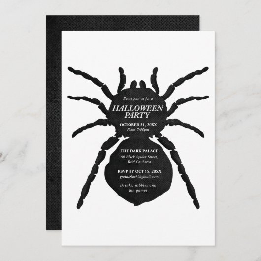 Invitation L'Halloween de l'enfant de l'araignée Éffrayante n (Devant / Derrière)