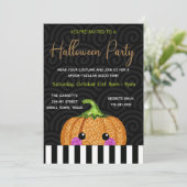 Invitation L'Halloween noir et orange de l'Citrouille des Par (Debout devant)