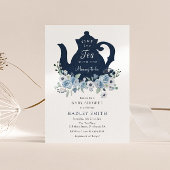 Invitation L'heure de l'invitation au Baby shower bleu thé