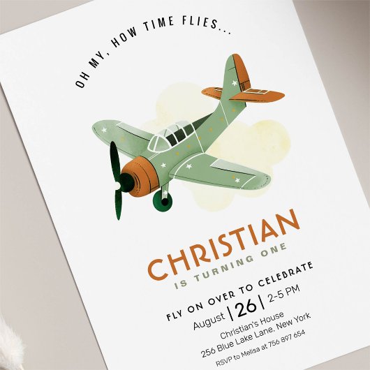 Invitation L'heure de vol Avion Anniversaire
