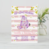 Invitation L'hippo marie l'invitation d'anniversaire de fille (Debout devant)