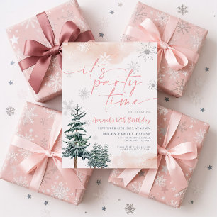 Invitation L'hiver Anniversaire Invitation, C'est l'heure des