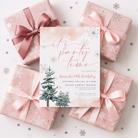 Invitation L'hiver Anniversaire Invitation, C'est l'heure des