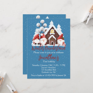 Invitation L'hiver Onederland Premier Anniversaire Bons gnome
