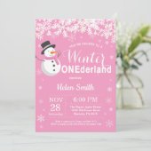 Invitation L'hiver Onederland Snowman Girl 1er anniversaire (Debout devant)