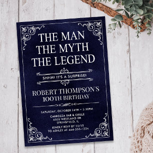 Invitation L'Homme La Légende Surprise 100 Anniversaire