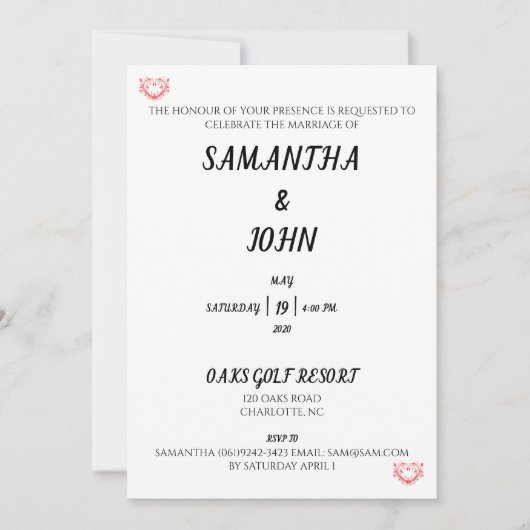 Invitation L'Honneur De Votre Présence (Devant)