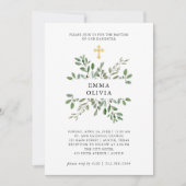 Invitation Liage minimal | Baptême avec Croix d'or (Devant)