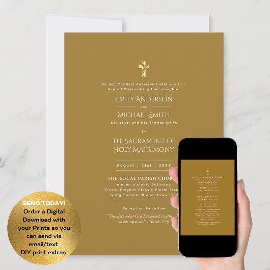 Invitation Libellé traditionnel Messe nuptiale Mariage cathol