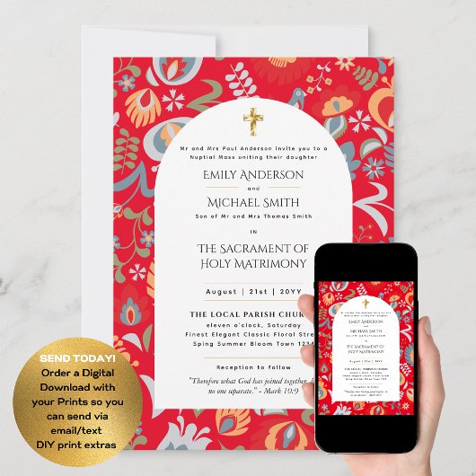 Invitation Libellé traditionnel Messe nuptiale Mariage cathol