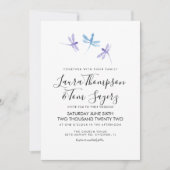 Invitation Libellule aquarelle écriture élégante mariage (Devant)