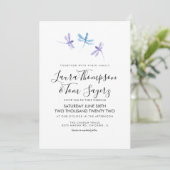 Invitation Libellule aquarelle écriture élégante mariage (Debout devant)