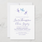 Invitation Libellule aquarelle écriture élégante mariage (Devant)