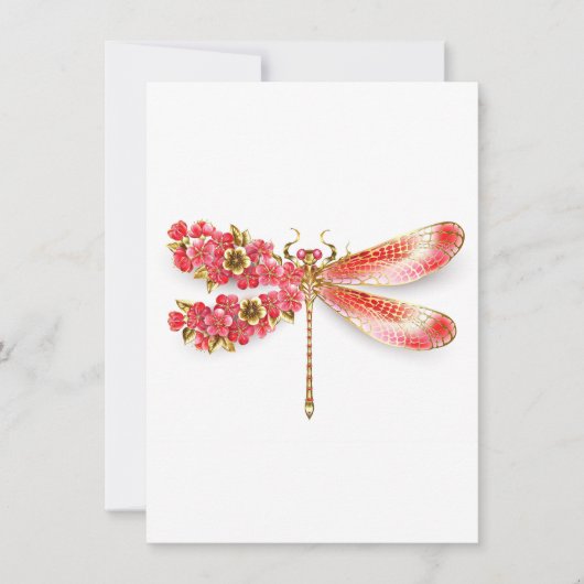 Invitation libellule de fleurs avec sakura de bijoux (Devant)