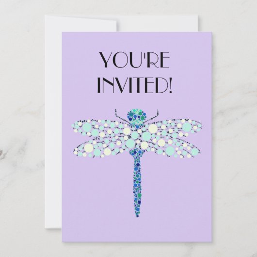 Invitation Libellule en points (Devant)