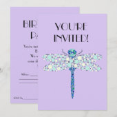 Invitation Libellule en points (Devant / Derrière)