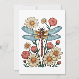 Invitation Libellule Fleur de Jardin Cottagecore Floral Natur