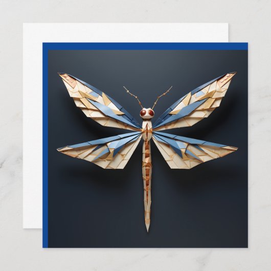 Invitation libellule origami (Devant / Derrière)