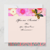 INVITATION LIBELLULE, ROSES ET ANÉMONES FLEURS DE LA FETE DE  (Dos)