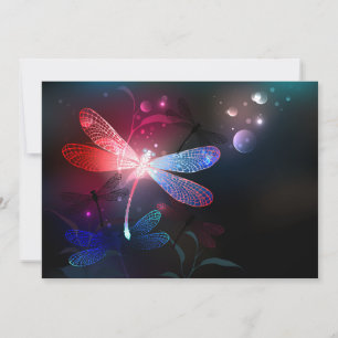Invitation libellule rouge brillante
