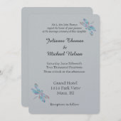 Invitation libellules gris et bleues (Devant / Derrière)