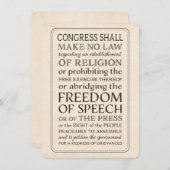 Invitation Liberté de la presse - Premier amendement (Devant / Derrière)