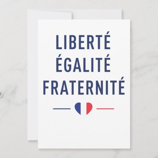 Invitation Liberté Égalité Fraternité Devise Française de Vœu (Devant)
