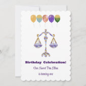Invitation Libra 1st Birthday Impressionist Gold Glitte (Devant)