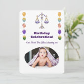 Invitation Libra 1st Birthday Photo Impressionist Gold (Debout devant)