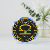Invitation LIBRA GOLD ZODIAC JEWEL D'ANNIVERSAIRE, Astrologie (Debout devant)