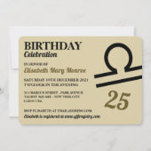 Invitation Libra, Les Balances, Panneau Zodiac Star, Annivers (Devant)