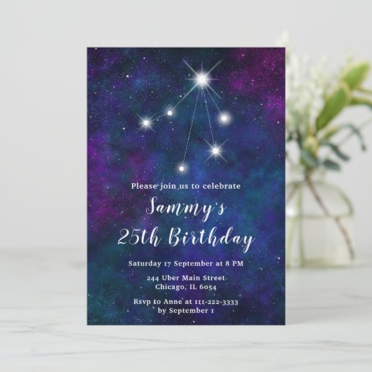Invitation Libra Zodiac Constellation fête d'anniversaire (Debout devant)