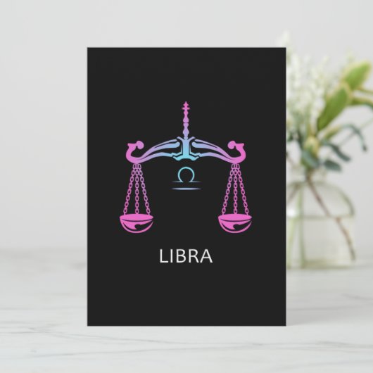 Invitation Libra Zodiac Signal Balance Design Cadeau Annivers (Debout devant)