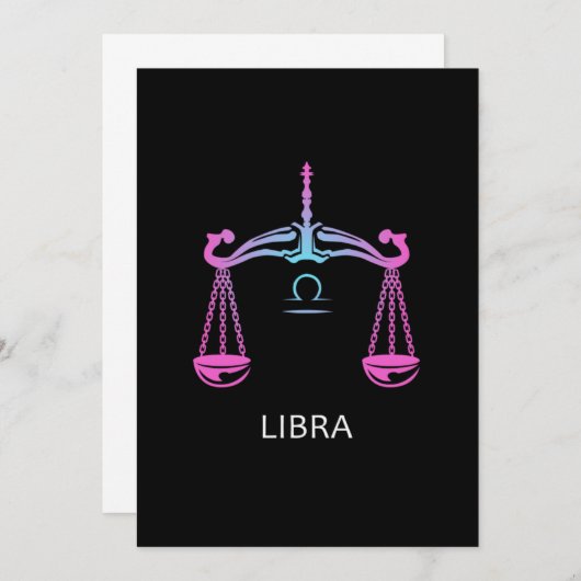 Invitation Libra Zodiac Signal Balance Design Cadeau Annivers (Devant / Derrière)