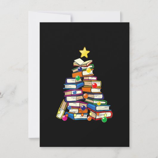Invitation Librarian Book Lover Books Christmas Tree Merry Bo (Devant)