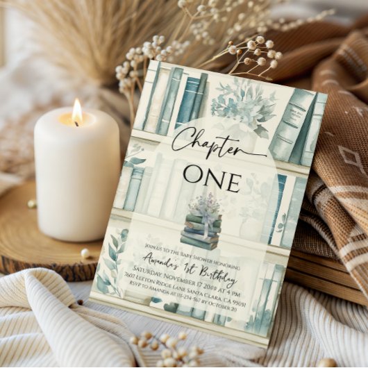 Invitation Library Chapter ONE Blue Boy Book 1st Birthday