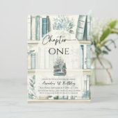 Invitation Library Chapter ONE Blue Boy Book 1st Birthday (Debout devant)