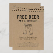 Invitation Libre Bière Amusante Adulte Anniversaire Invitatio (Devant / Derrière)