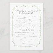 Invitation Libs de mariage, Paroles de sagesse, 2 jeu à deux  (Devant)