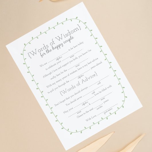 Invitation Libs de mariage, Paroles de sagesse, 2 jeu à deux 