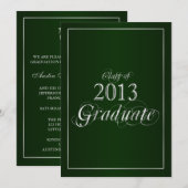 Invitation licenciée chique verte et de l'argent (Devant / Derrière)