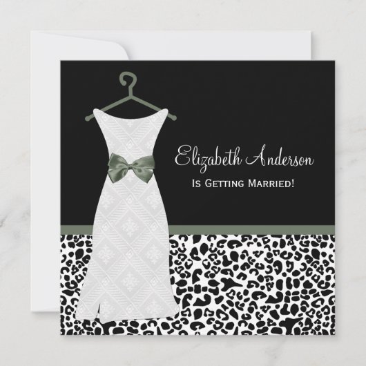 Invitation Lichen Green Gown Leopard ImprimerDouche nuptiale (Devant)