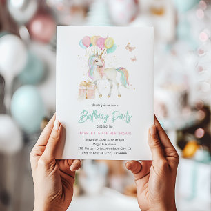 Invitation Licorne Aquarelle Magique Anniversaire Tout Âge