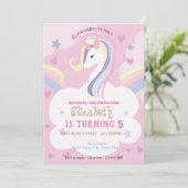Invitation Licorne Arc-en-ciel Anniversaire (Debout devant)