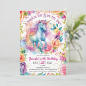 Invitation Licorne Arc-en-Ciel Fleurie | 6e Anniversaire (Debout devant)